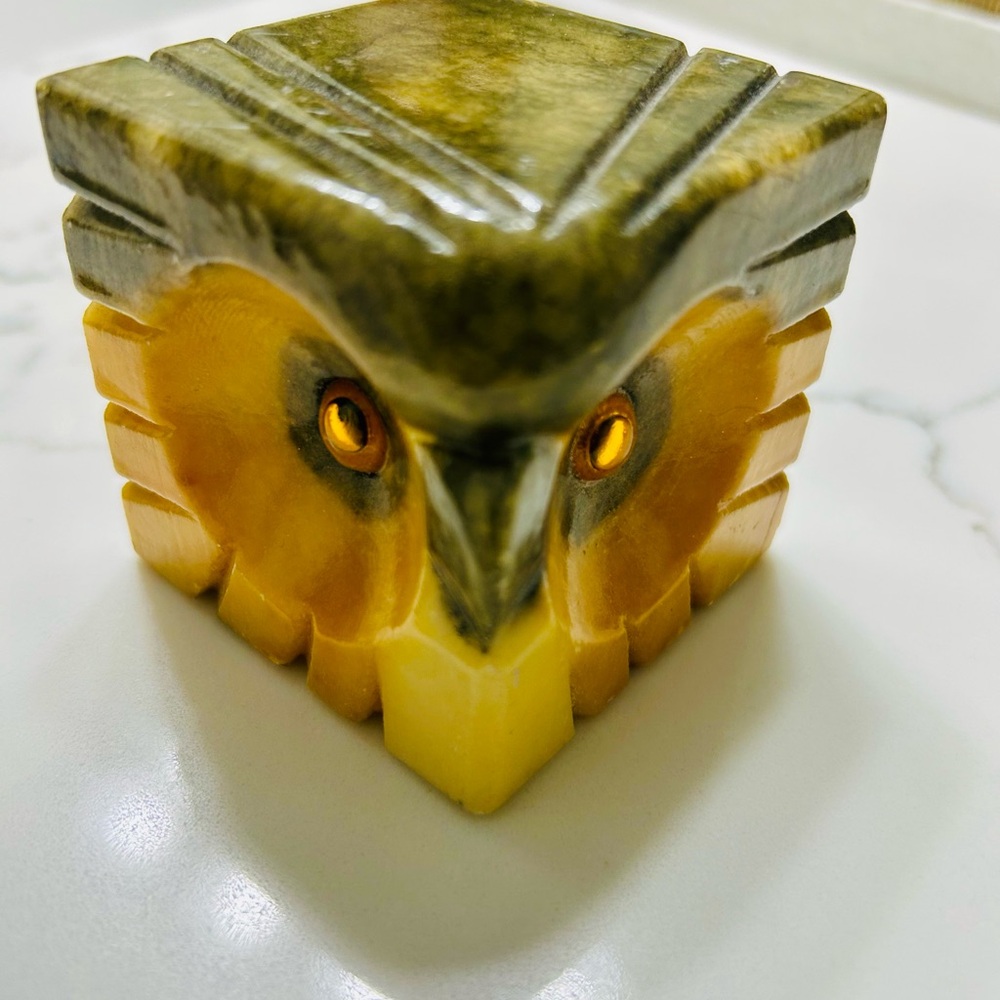 Carved Owl marble Stone Paper Weight